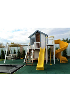 Игровая площадка из дерева + горка из литого пластика